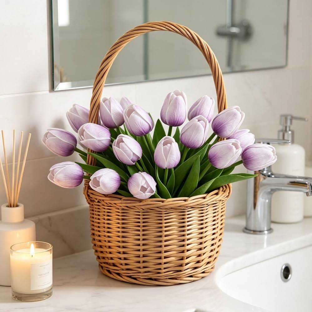Artificial Tulips 10 Pcs Real Touch Fake Flowers for Home Party Decor