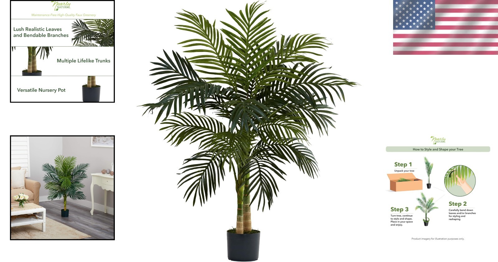 Elegant 4ft Golden Cane Palm Tree | Lush Foliage, Home Decor