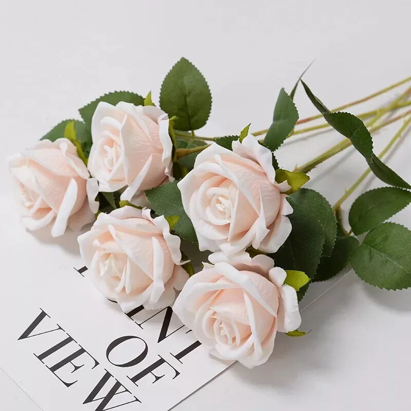 NEW 20Pcs Red Silk Roses Artificial Flowers Realistic Bouquet Home Decor Wedding