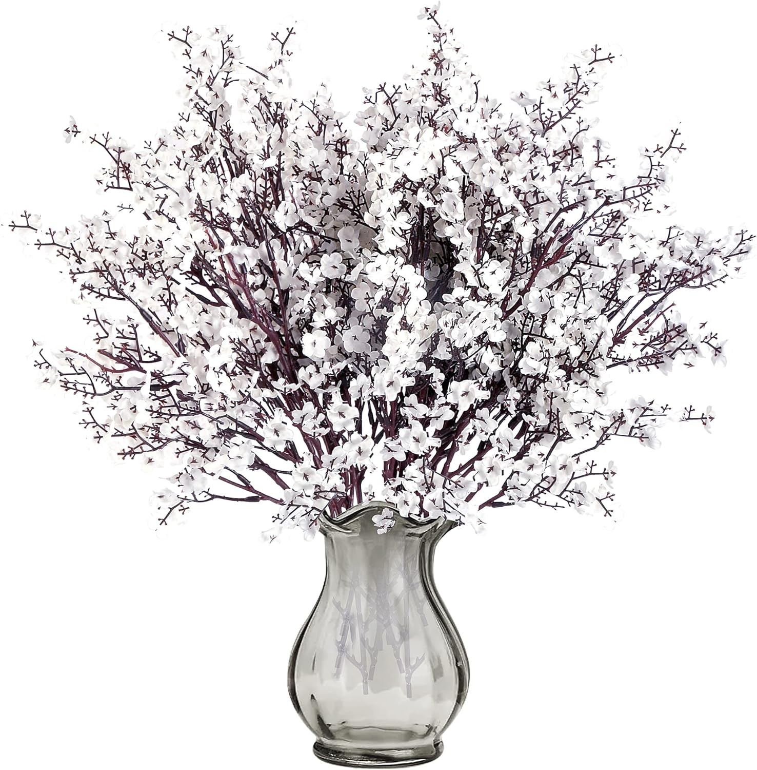 Sggvecsy 6 Pcs Babys Breath Artificial Flowers Gypsophila 6Pcs, White