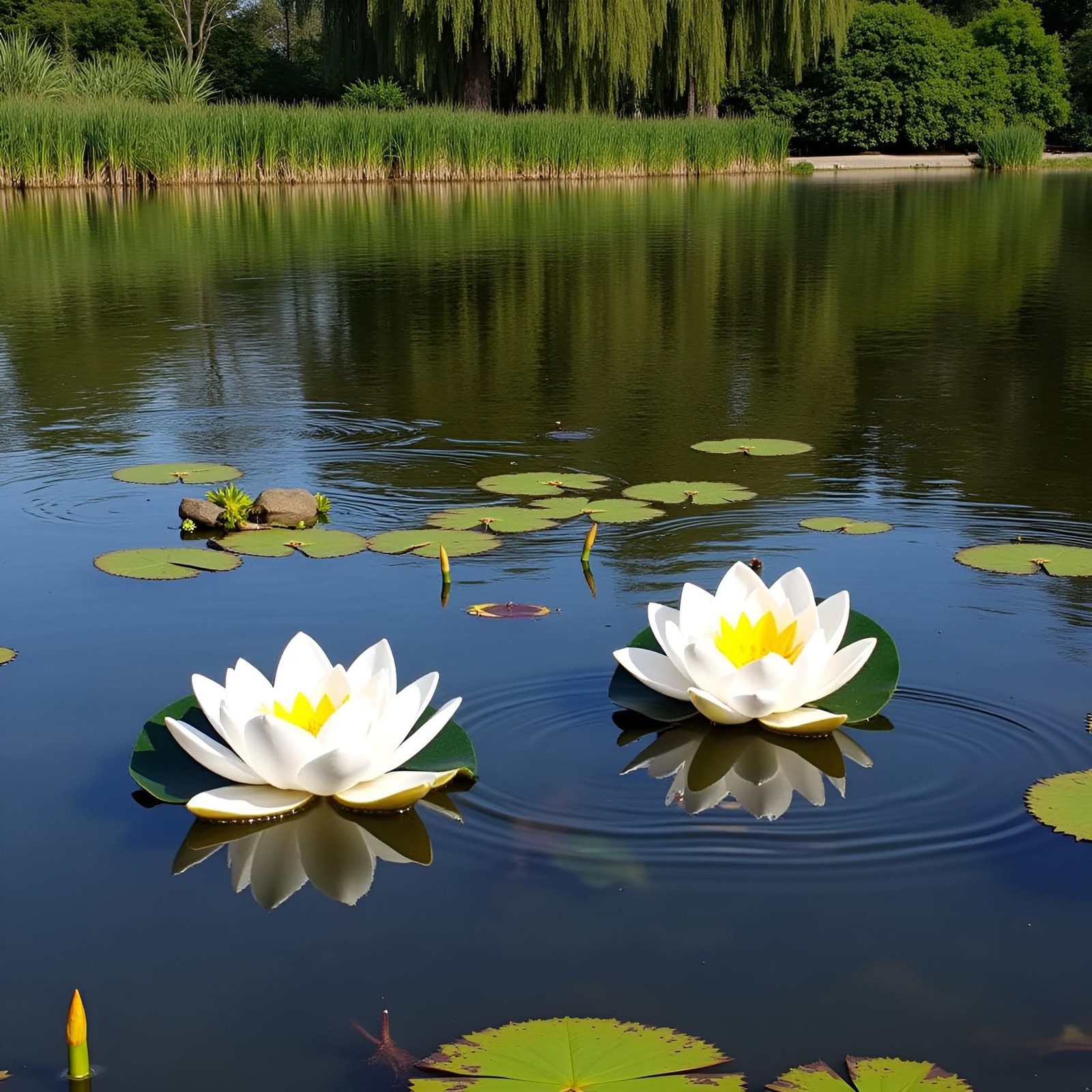 4 Pcs Artificial Water Lily Foam Lotus Flower Pond Decor for Pond Patio Garde…