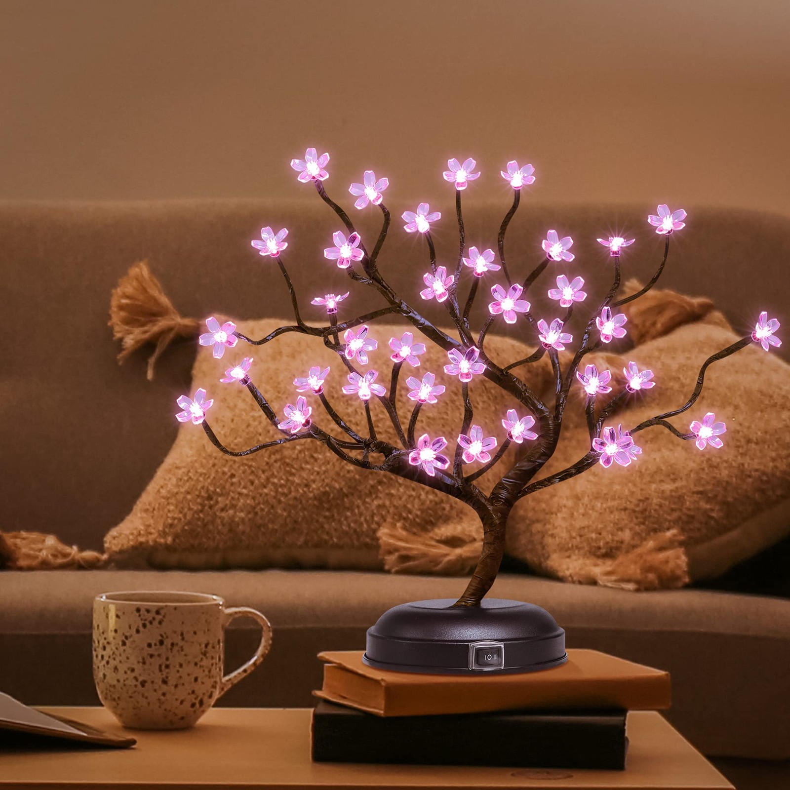 16Inch 36LED Cherry Blossom Bonsai Light, Pink Light, Battery Powered and Plu…