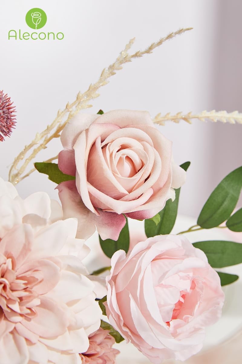 Artificial Flowers, Dusty Pink Silk Fake Flowers for DIY Wedding Bridal Bouqu…