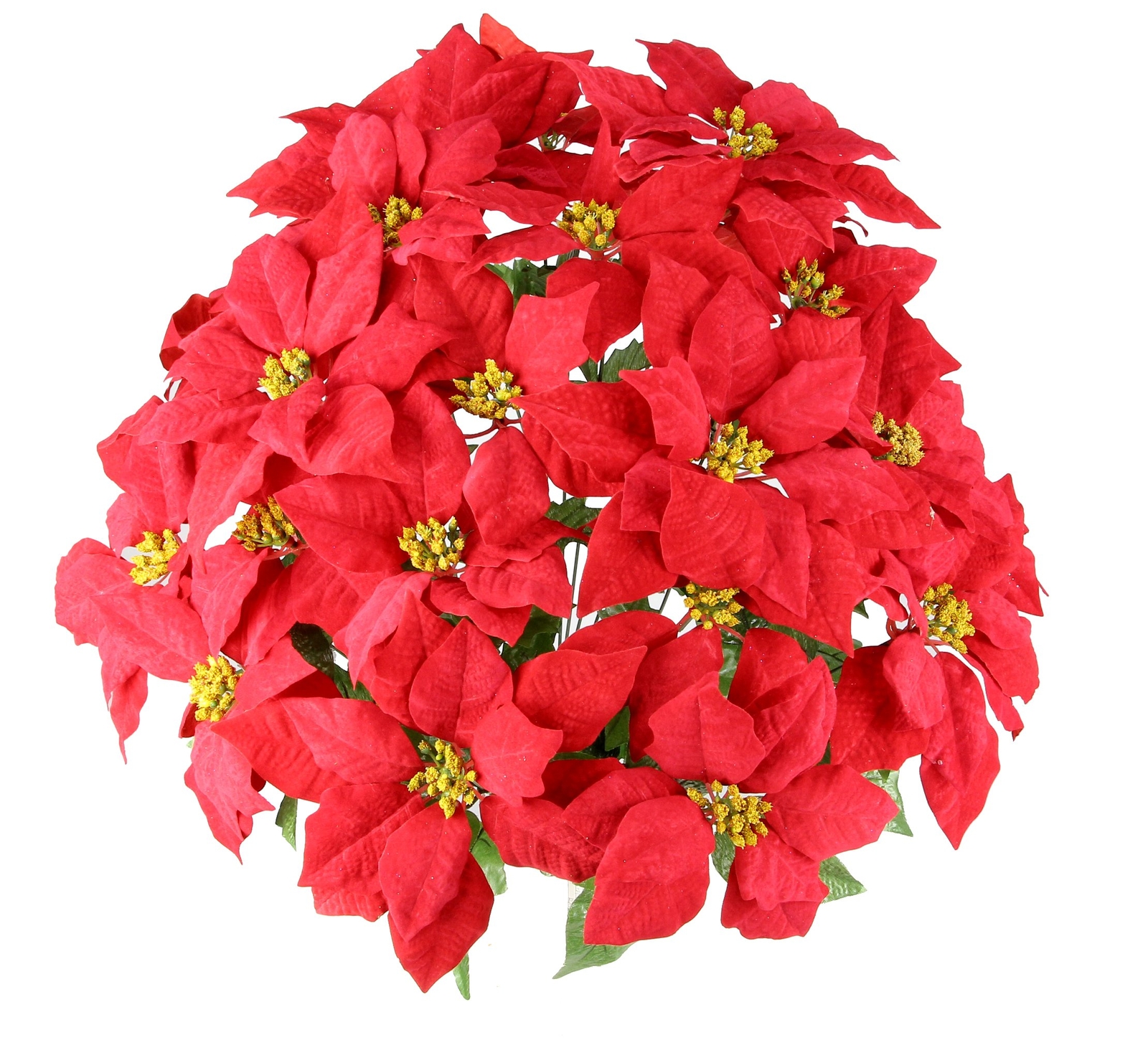 24 STEMS ARTIFICIAL POINSETTIA BOUQUET FAKE CHRISTMAS FLOWER FAUX VELVET POINSET