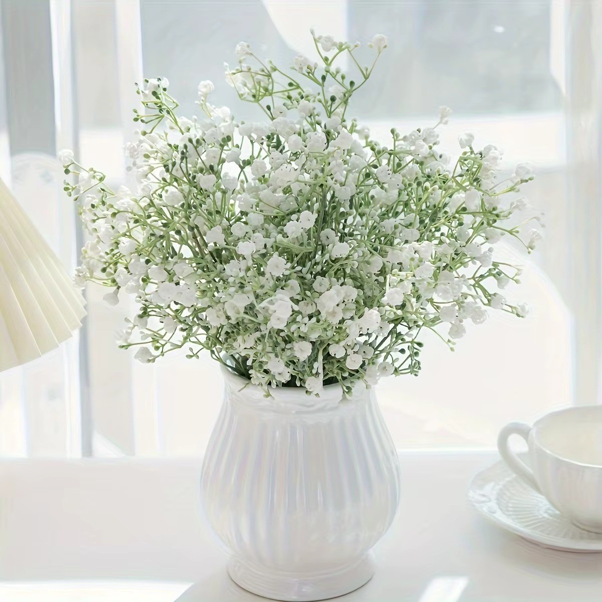12 Pcs Artificial Baby Breath Flowers, Gypsophila Real Touch, White