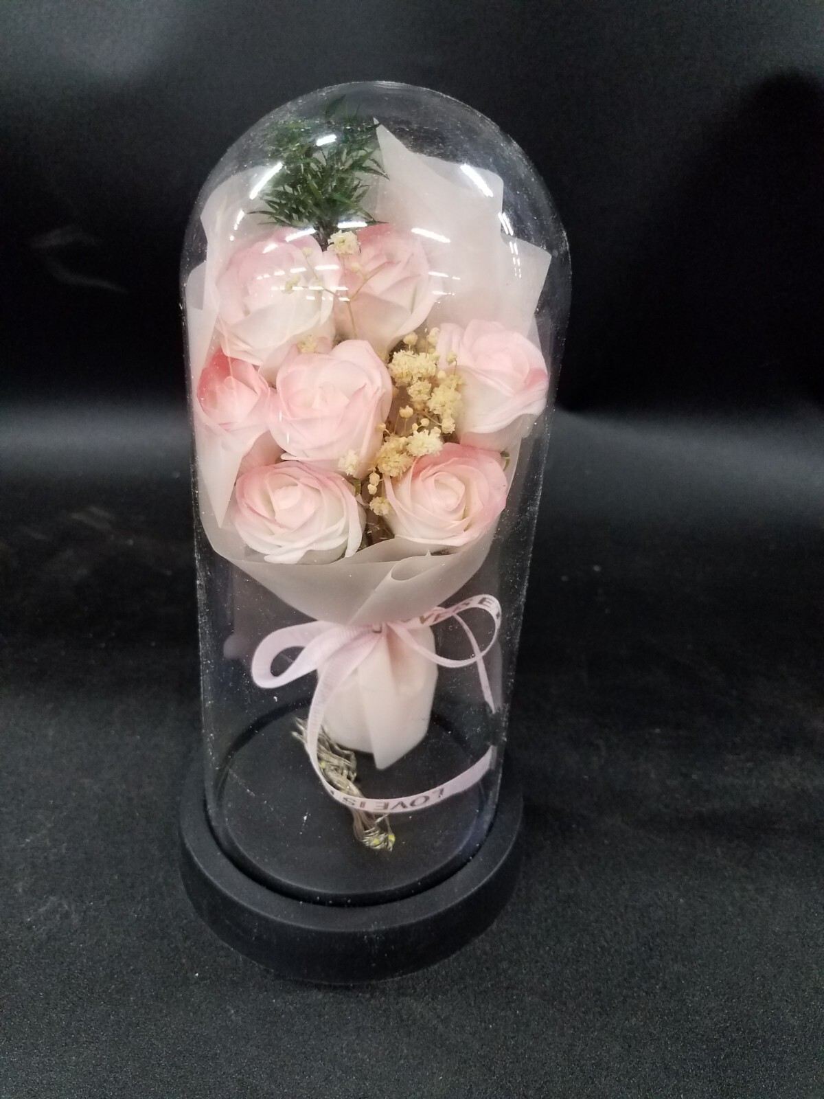Artificial Flowers Eternal Rose In Glass Dome with Led Light Gifts for Womens