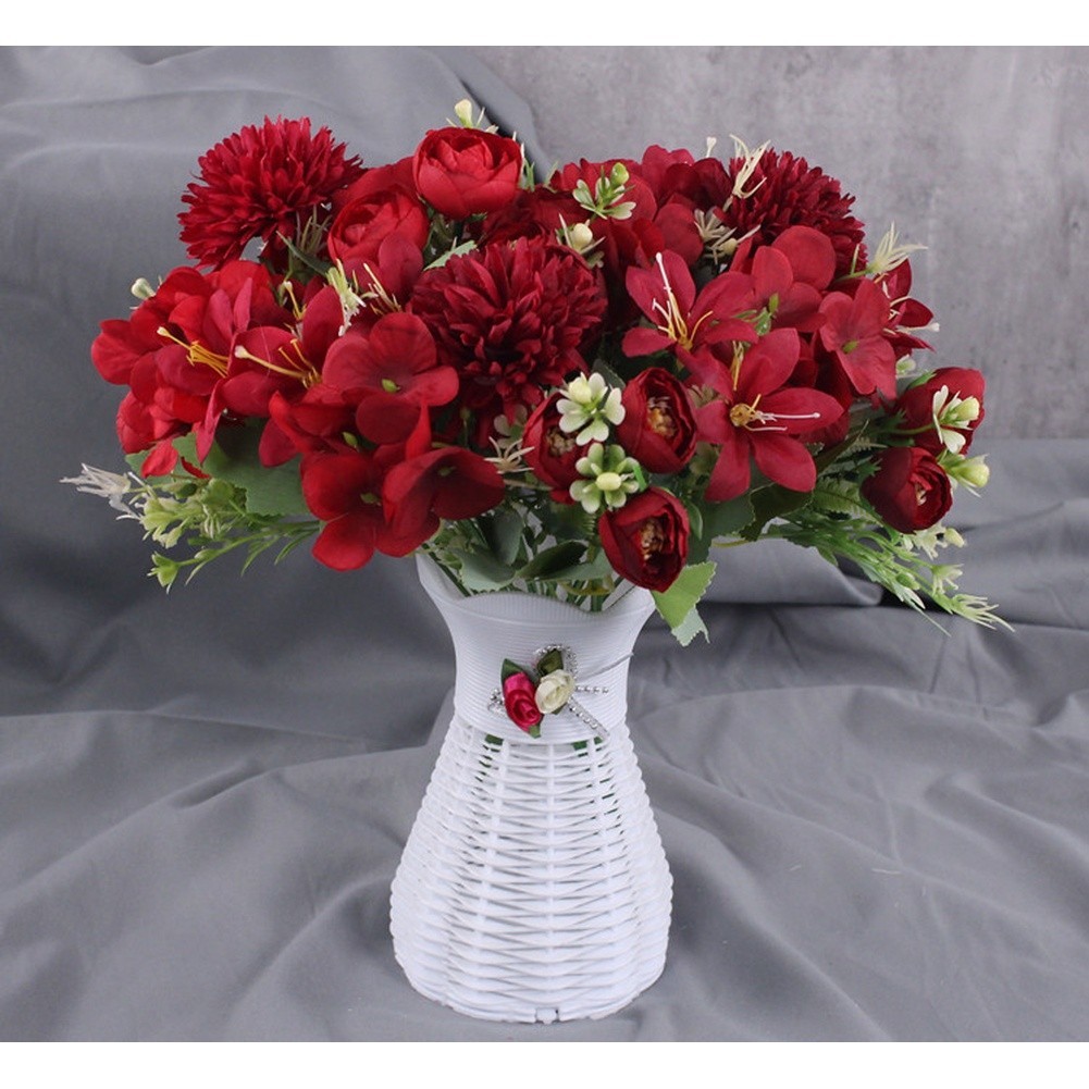 Nordic Style Silk Hydrangea Bouquet 7 Head for Wedding Arch Shelf Mantel Decor