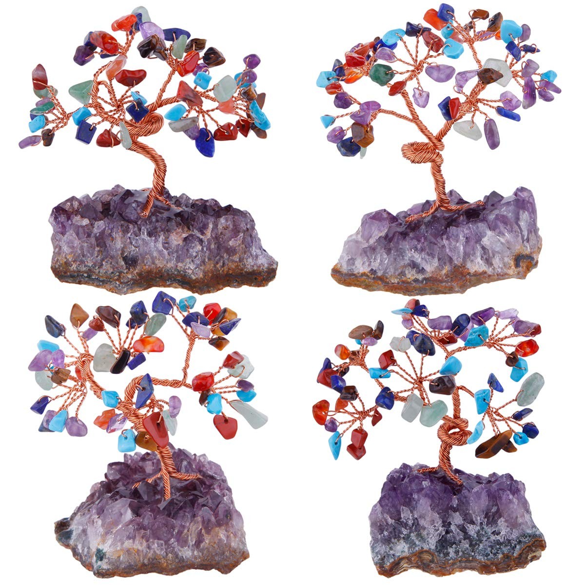 7 Chakra Crystal Tree Amethyst Cluster Base Bonsai Money Tree Luck