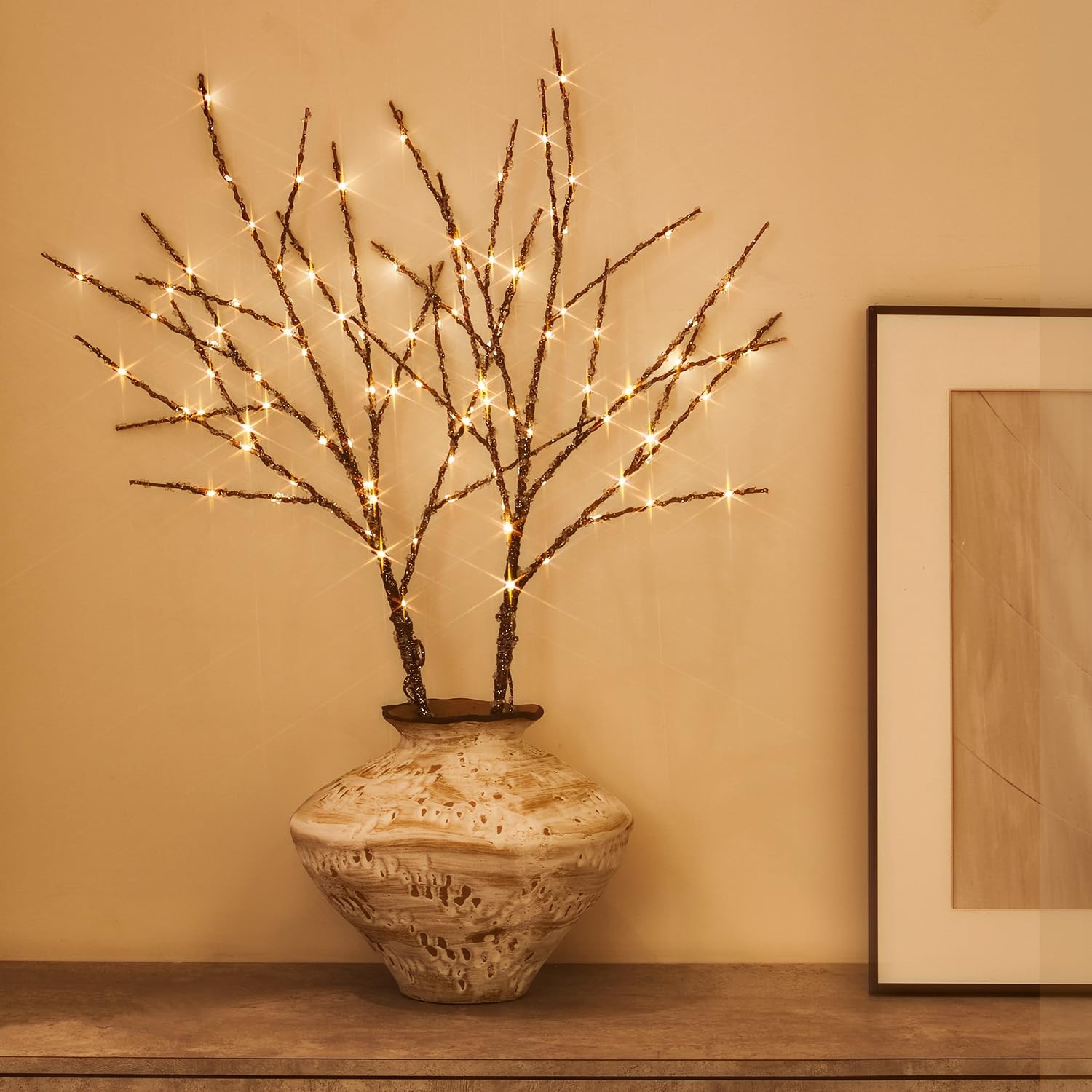 Lighted Branches with Ice Timer 100 LED 32 Inch Artificial Tree Lights Decor