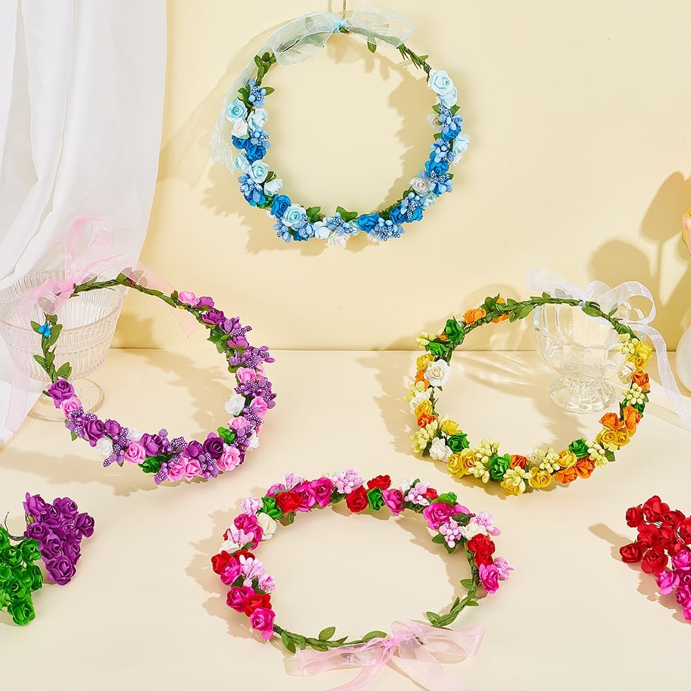 20 Set Rose Flower Crowns Making Kit Make Your Own Floral Crown Wreath Colorf…