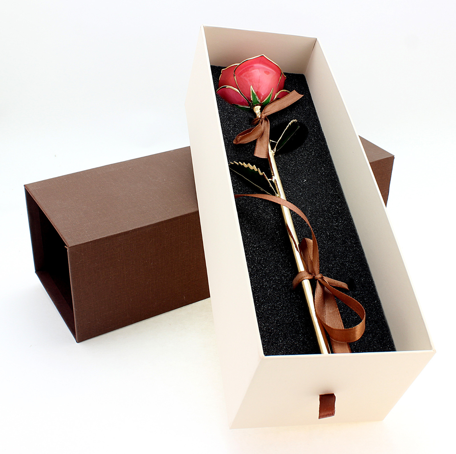 24K Gold Dipped Long Stem Real Rose in Gift Box – Perfect gift for any occasion!