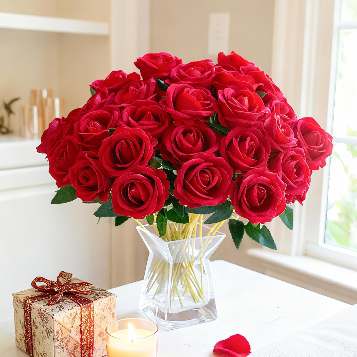 10-20 Artificial Red Roses Silk Lifelike Flowers Wedding Bouquet Roamtic Gift US