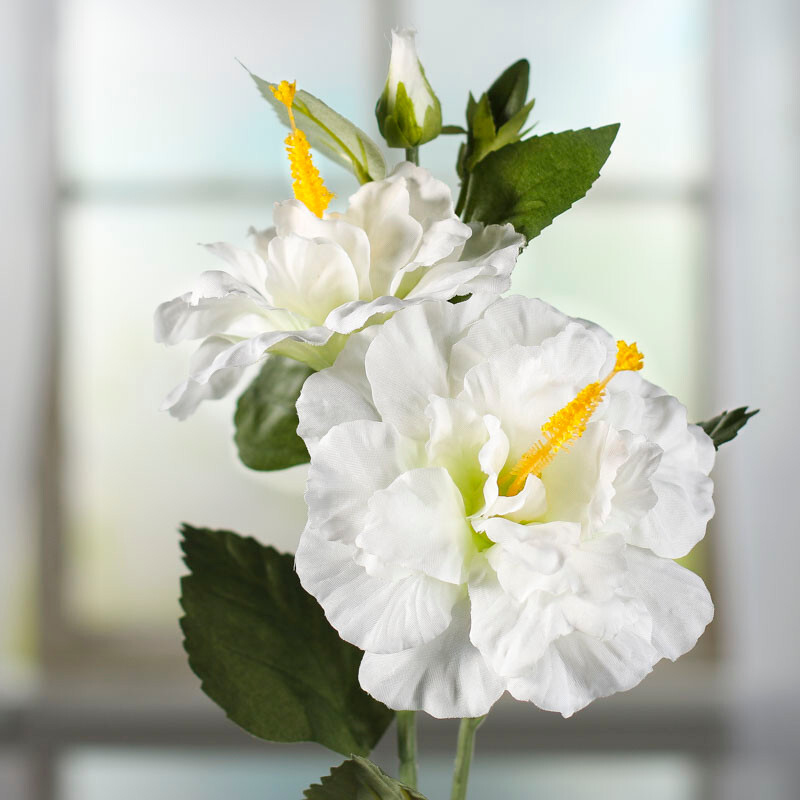 Set of 2 Delicate White Artificial Hibiscus26″ Floral Sprays