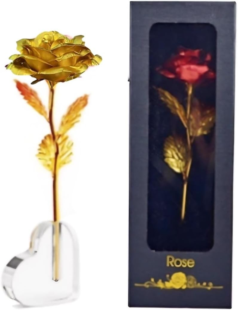 Gold Dipped Rose, Eternal Long Stem Golden Rose | Luxurious Romantic Gift for Wo