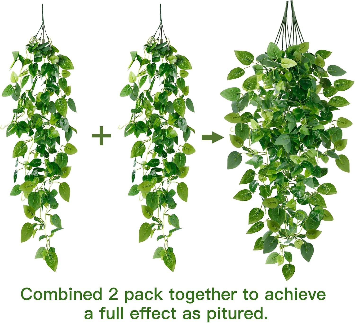 Realistic Faux Ivy Hanging Plants – Set of 2 for Indoor Outdoor Decor