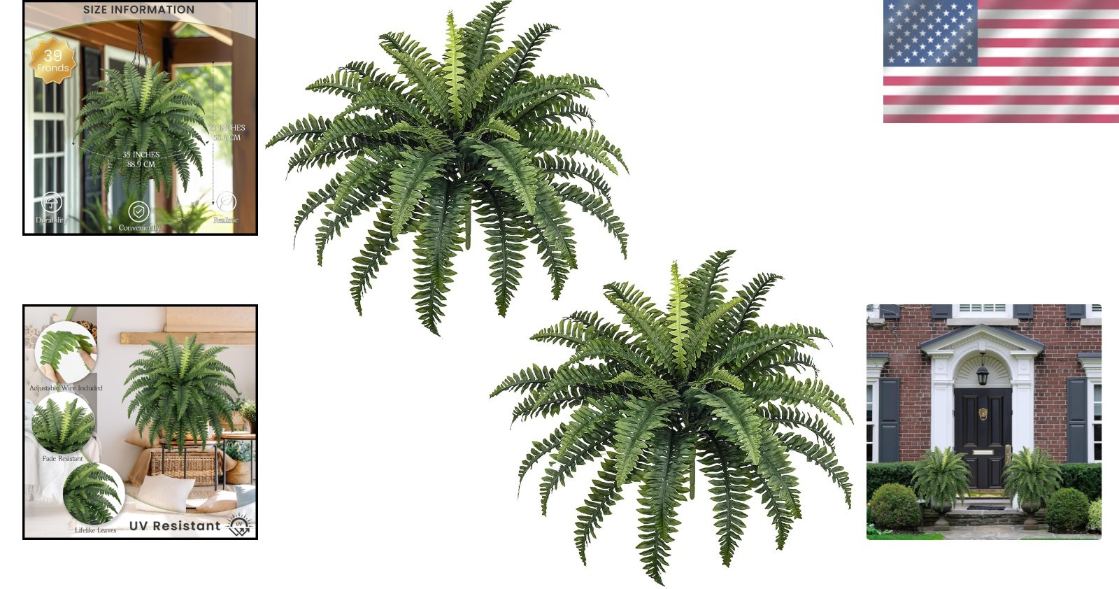 Zero Maintenance 35-Inch Fake Ferns – Pet Friendly & Eco-Friendly Set of 2