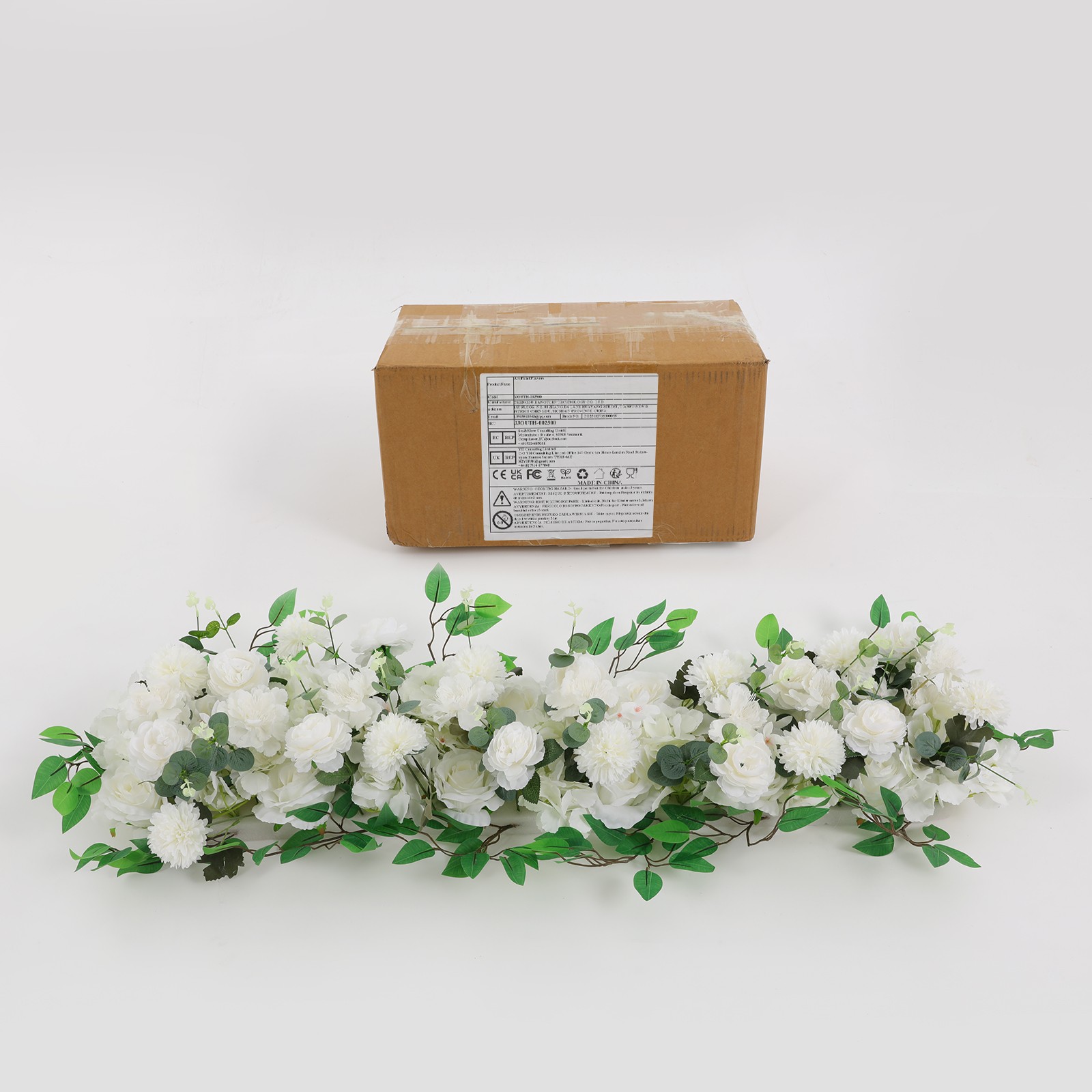 39×11″ Artificial White Flower Wedding Party Outdoor Decor Artificial Flower Row