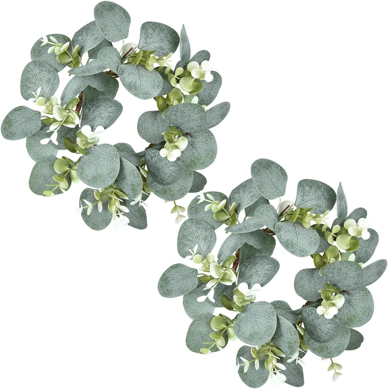 2 Pcs Eucalyptus Faux Kitchen Cabinet Artificial Greenery Farmhouse Wreath for D
