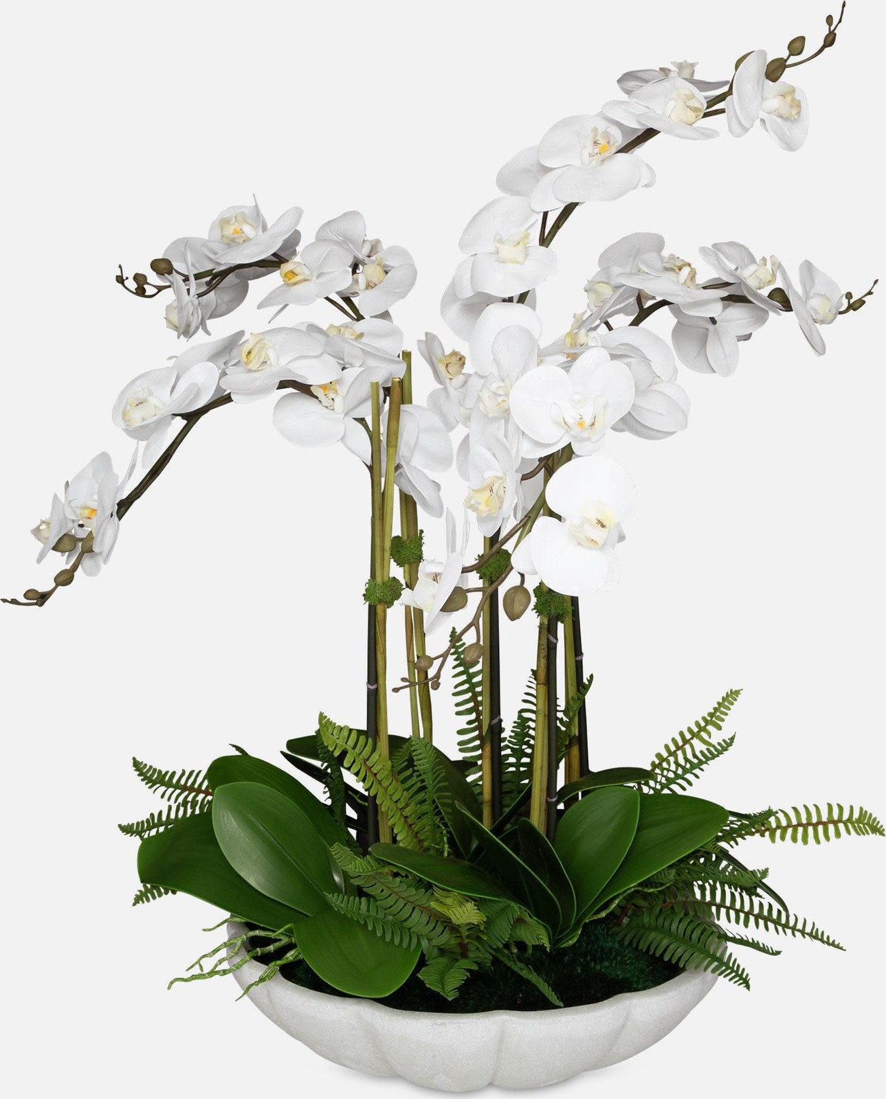 Uttermost 60239 Flourish Orchid 36″ Tall Rice Stone Faux Flora – White