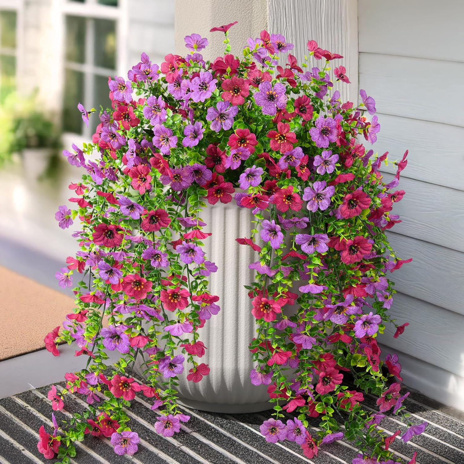 Artificial Hanging Flowers for Outdoors, 2 Pcs Plant Spring Summer Decoration