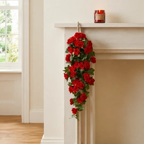 90cm Garland Vine Artificial Flower Red Fake Ivy Plant Home Garden Party Decor