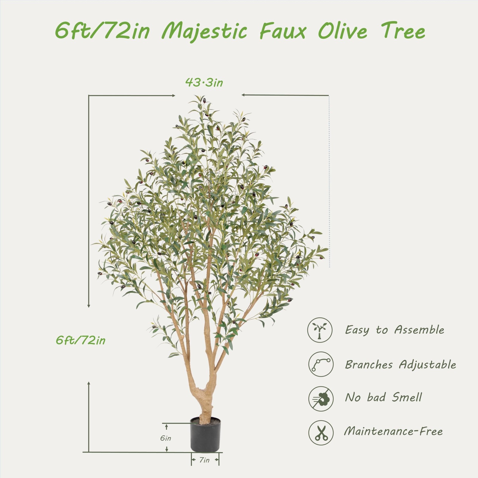 Nafresh Faux Olive Tree 6ft Indoor & Outdoor