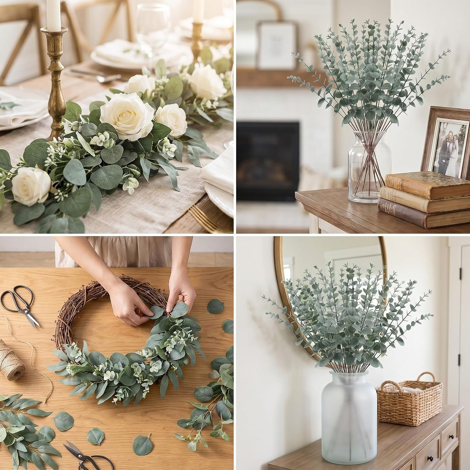 Realistic 130Pcs Artificial Eucalyptus Stems for Home Decor & Weddings
