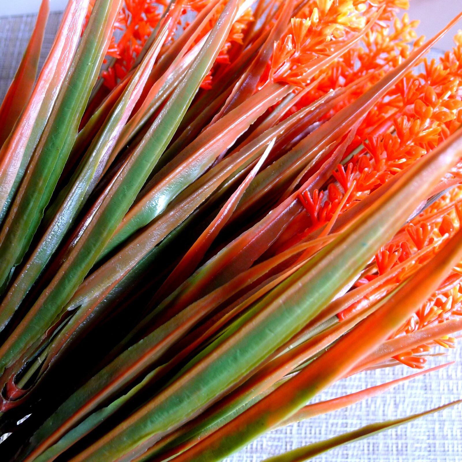 8 Faux Monkey Grass Bunches Bright Neon Orange Outdoor UV Resistant Fall Decor