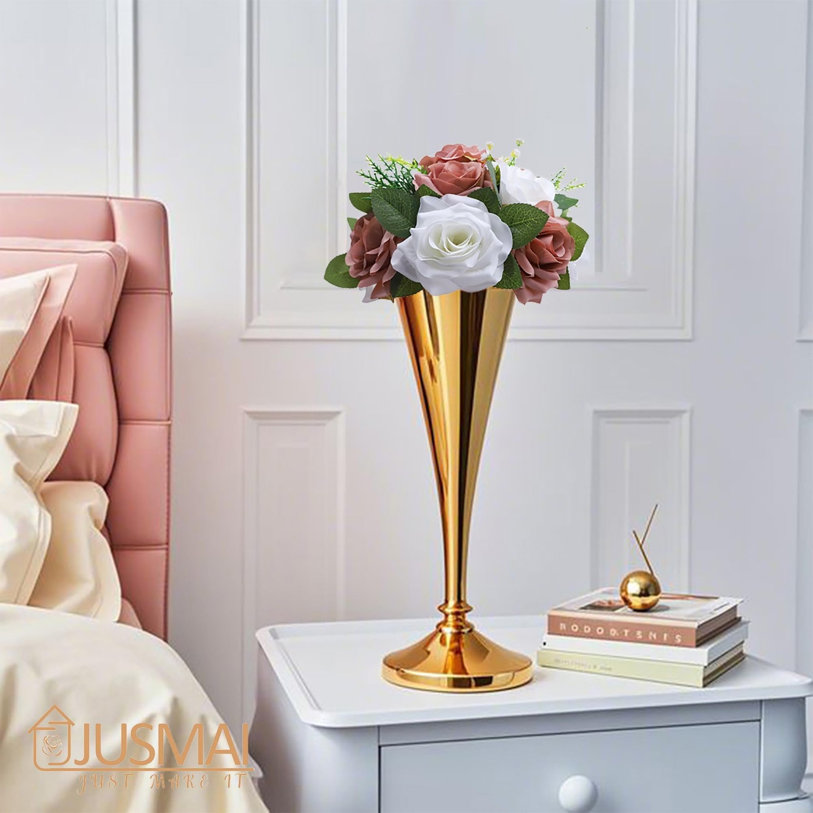 4 PCS Artificial Flowers Ball Dusty Rose White Wedding Table Centerpiece