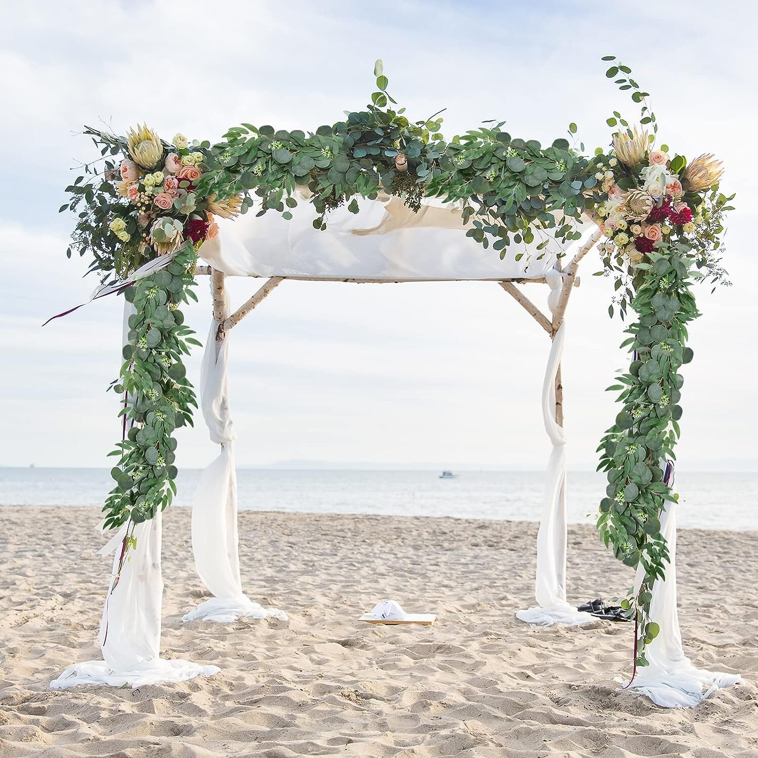 Artificial Eucalyptus and Willow Garland, 6 FT Fake Vine Greenery Leaves