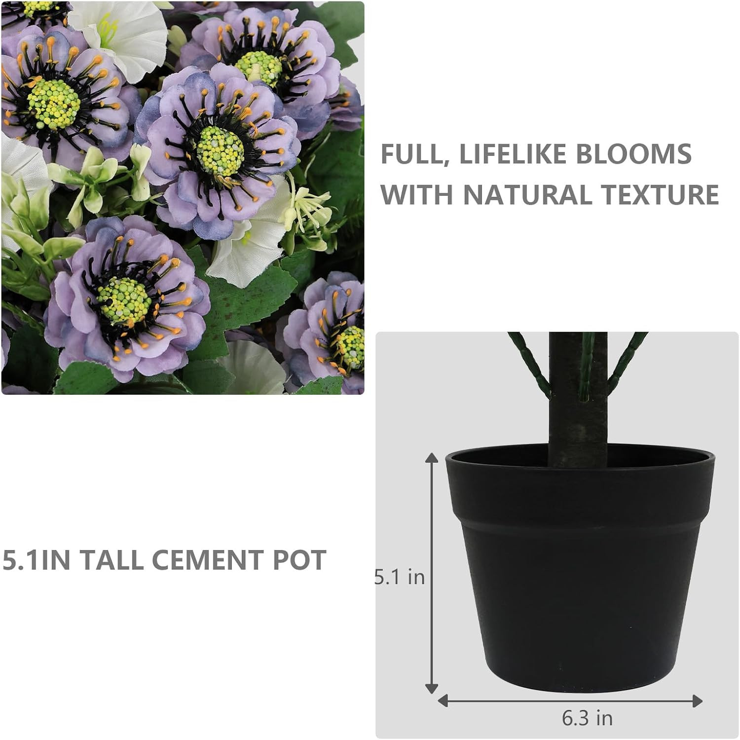 24″ Artificial Flowers for Outdoors Set of 2 – UV Resistant Faux Potted Eucalypt