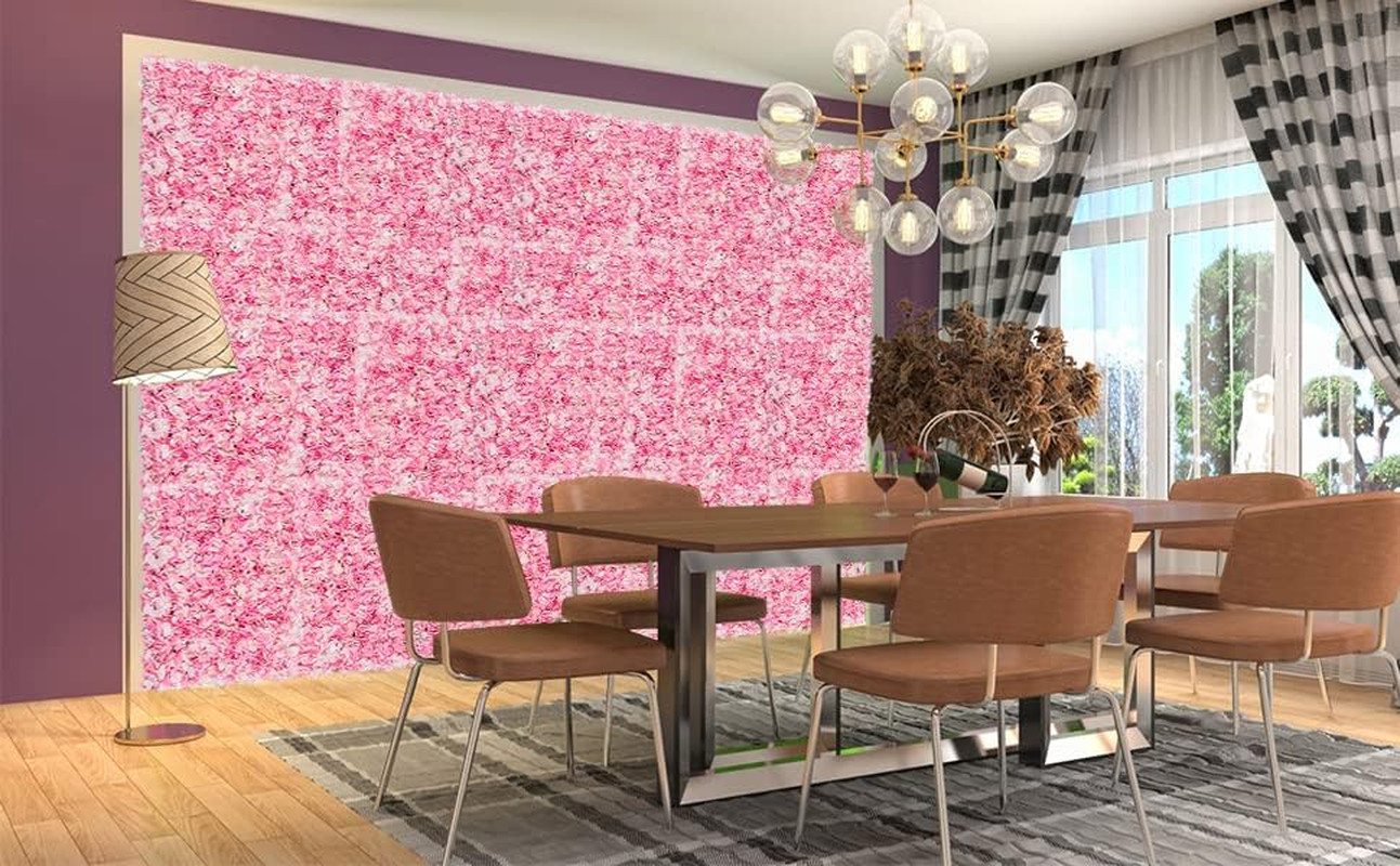 Flower Wall Panel Set, U’Artliens Artificial Wall Flower Backdrop 24X16 Inch 3D