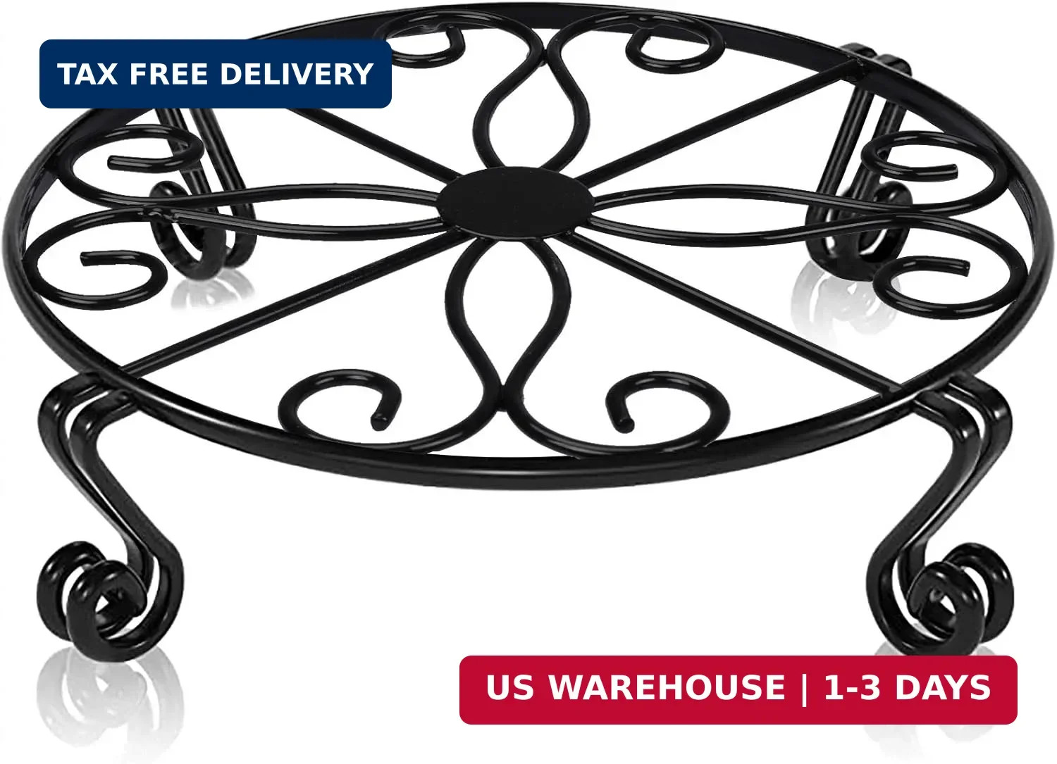 Black Plant Stand for Flower Pot Heavy Duty Potted Holder Indoor Outdoor Metal R