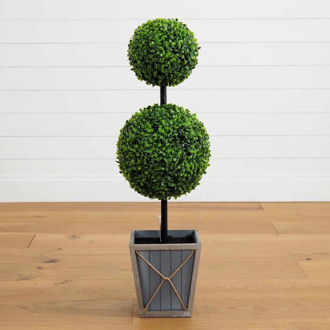 3’ UV Resistant Artificial Double Ball Boxwood Topiary with LED (Indoor/Outdoor)