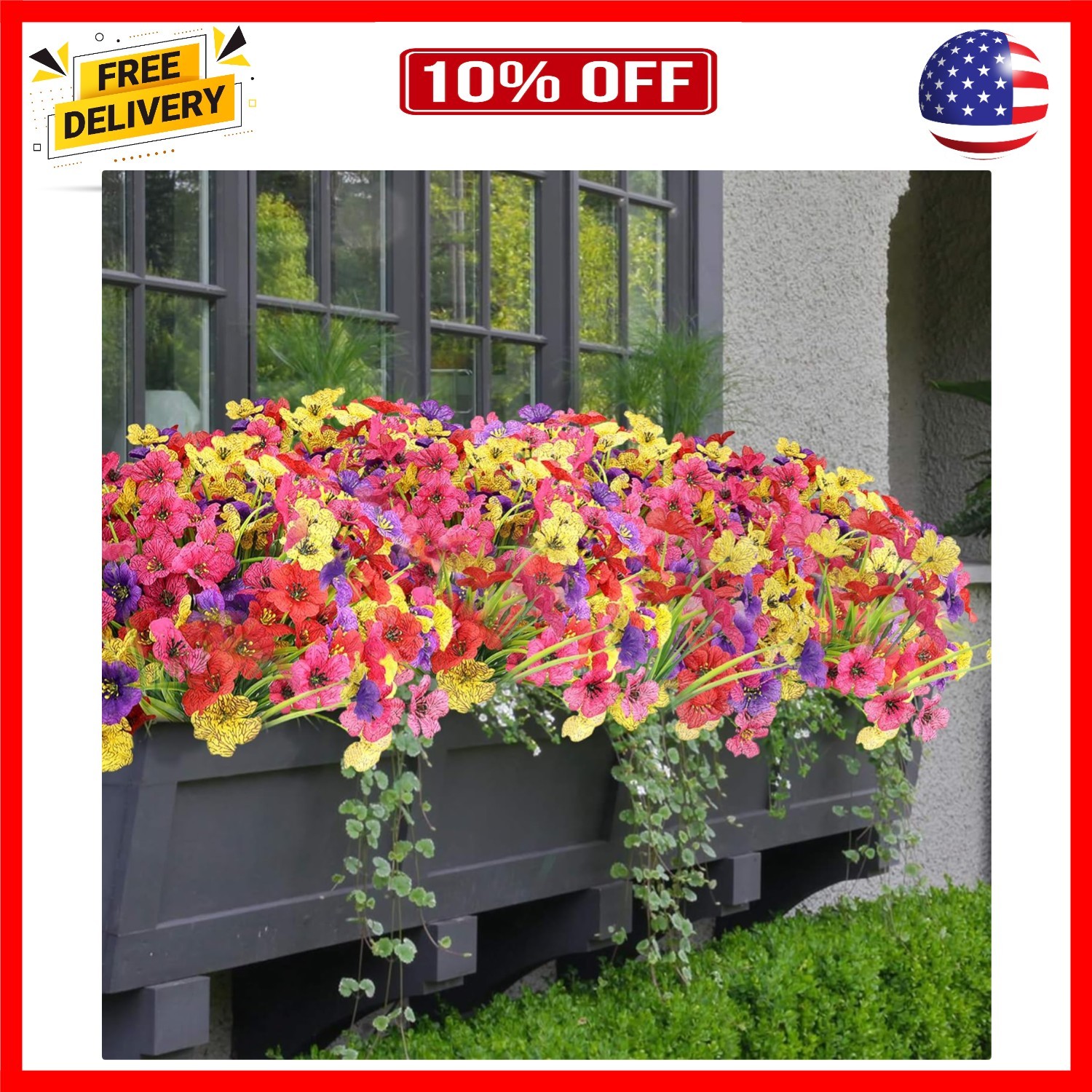 16 Bundles Artificial Flowers for Outdoors UV Resistant Silk Fake Flower Outs…
