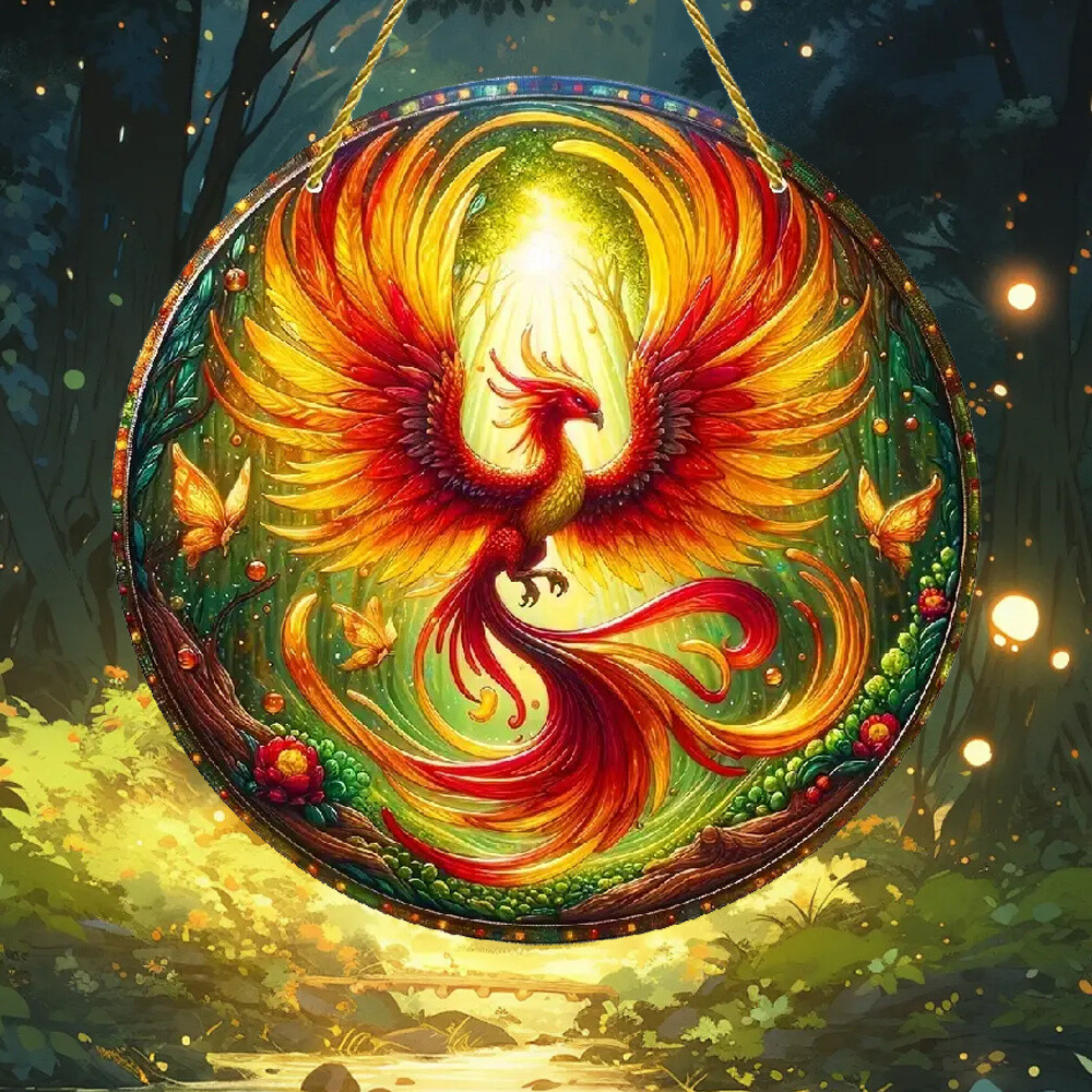 Bathing Fire Phoenix Acrylic Hanging Decoration Home Decor Housewarming Gift