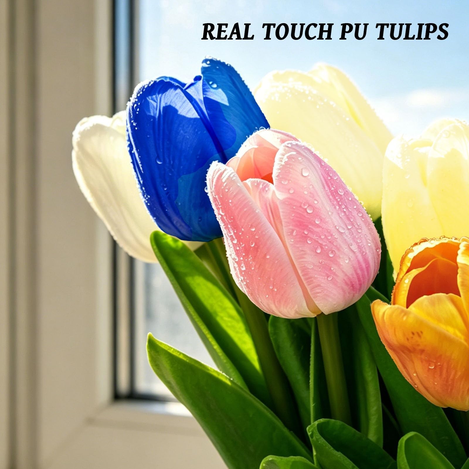 20 PCS Mixed Colors Artificial Tulips, PU Fake Tulips for Outdoors & Indoors,…