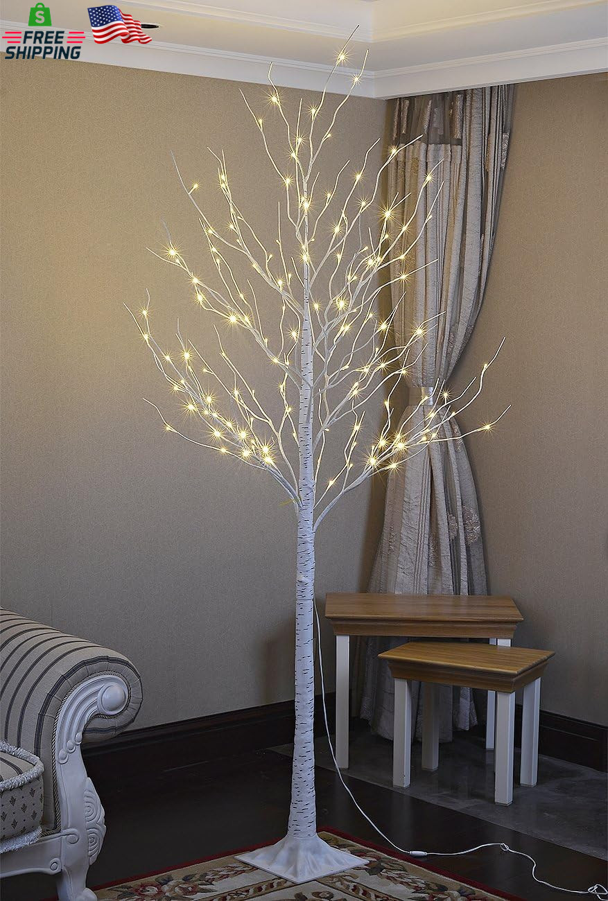 8 Feet 132L LED Birch Tree Lights, Warm White, for Holiday Party and Christmas D