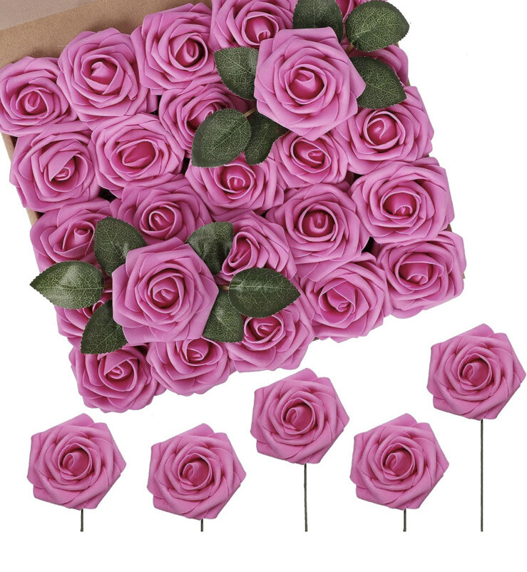 N&T NIETING Artificial Flowers Roses 50pcs Fake Flowers with Stem for DIY