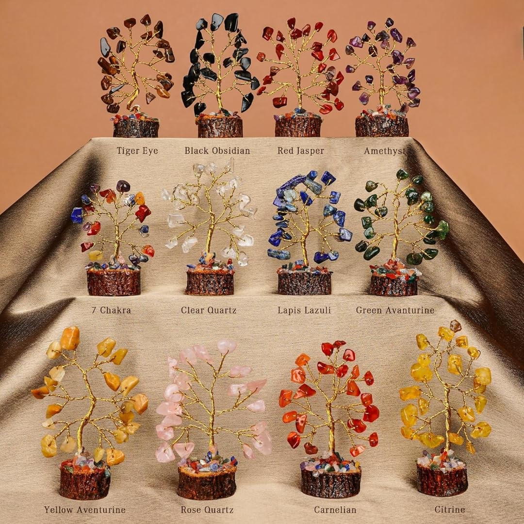 Chakra Healing Crystal Tree Set 12 PCS Handcrafted Stone Life Desk Decoration