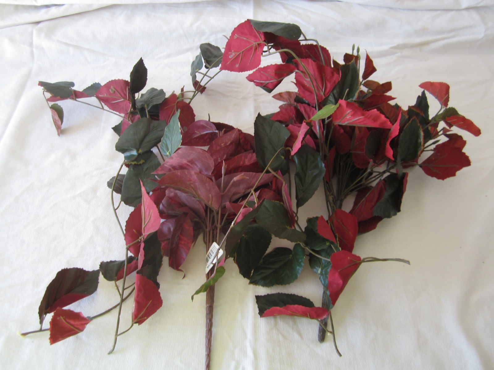 Lot of RED & GREEN Artificial Floral BUSH LEAVES Tree Branches Greenery Decor
