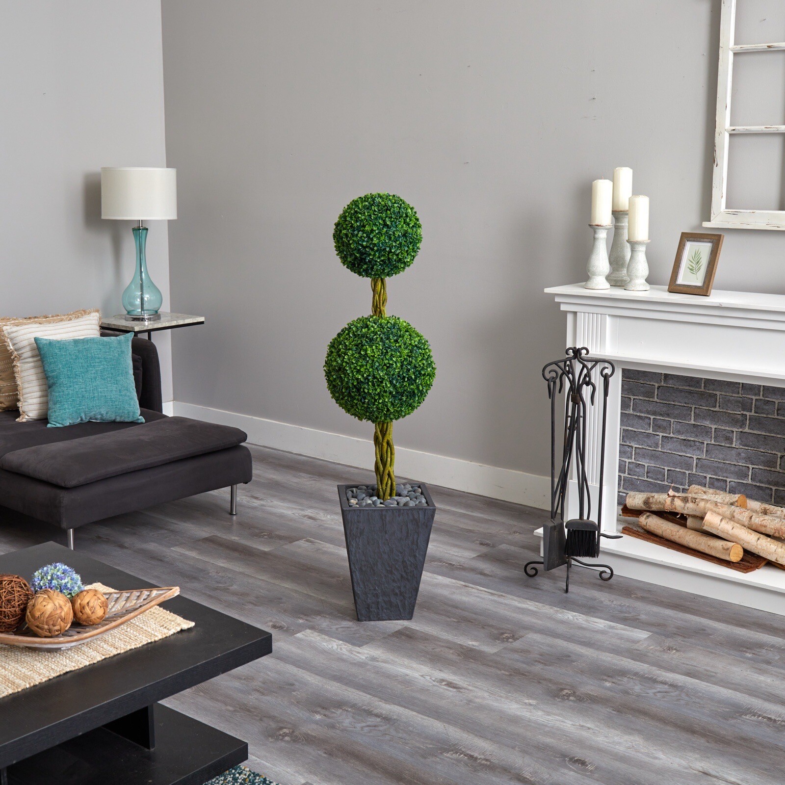 5’ Topiary Boxwood Artificial Tree in Planter UV Indoor/Outdoor. Retail $352