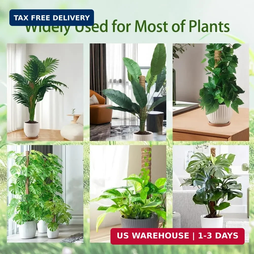 Moss Pole Monstera Plant Support: 4 Pack 16 inch Stackable Coco Coir Moss Totem
