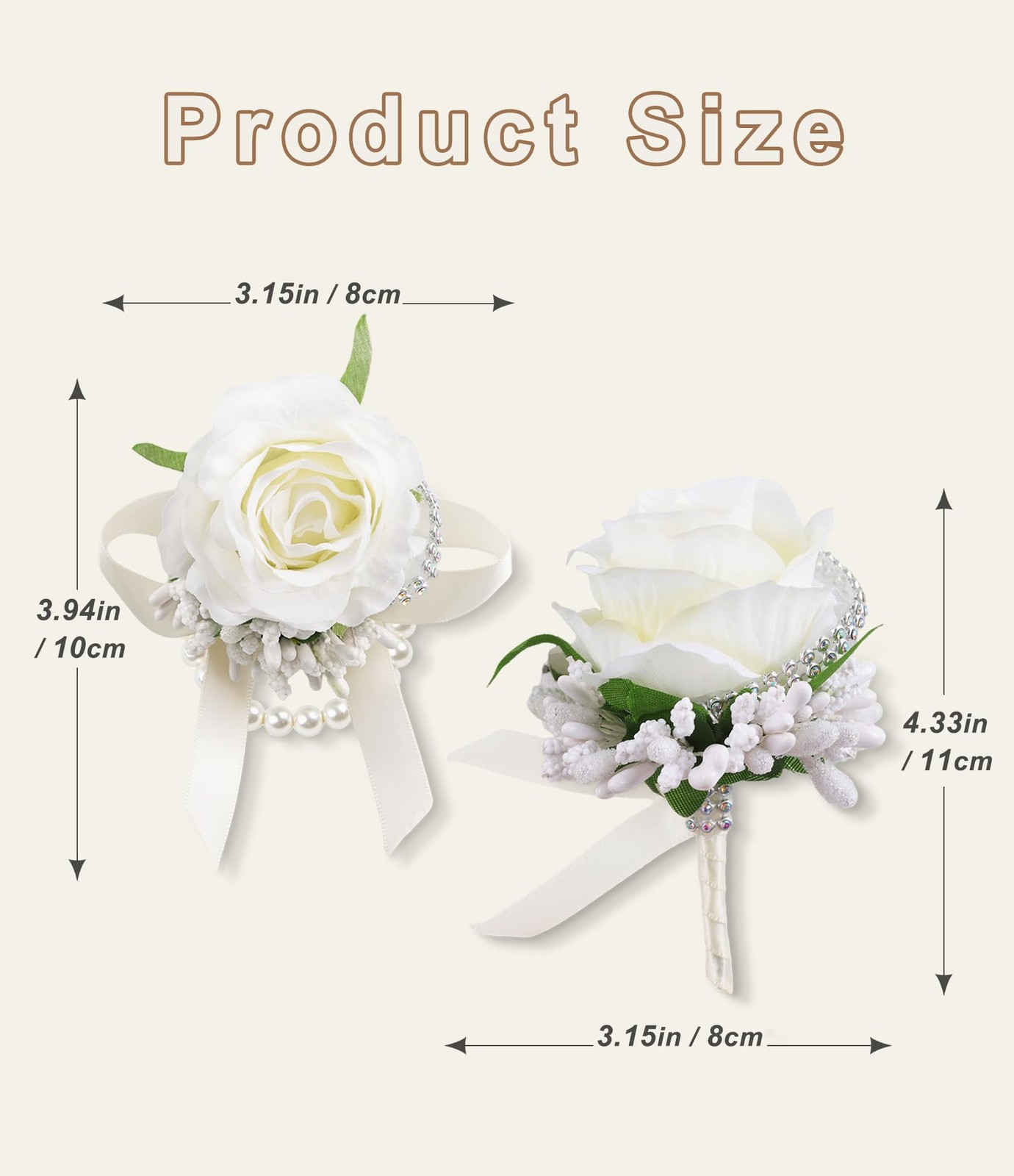 White Rose Corsage and Men Boutonniere Set for Wedding Prom