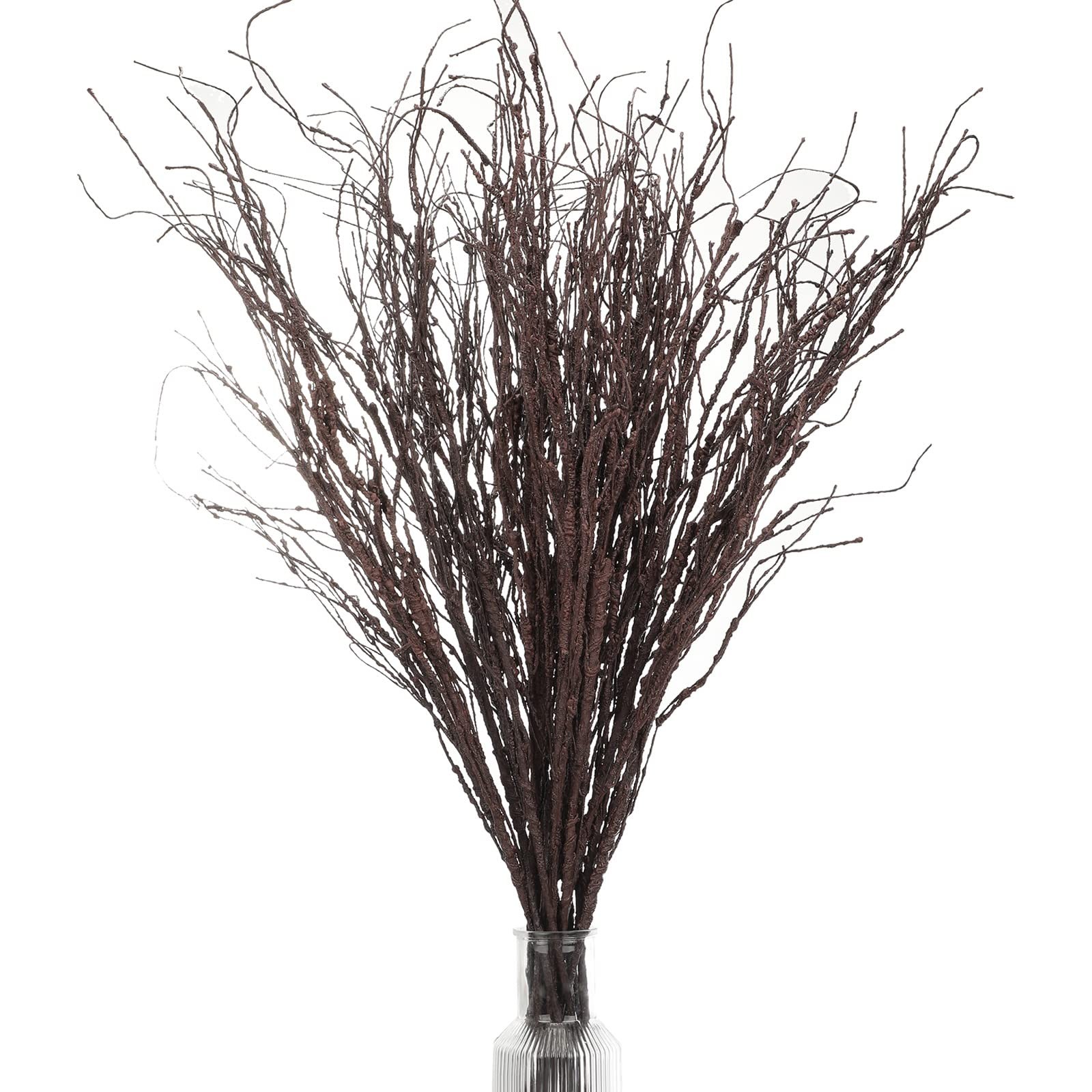 20 PCS Artificial Curly Willow Twigs 35.4 Inch Dark Brown For Vase Decor