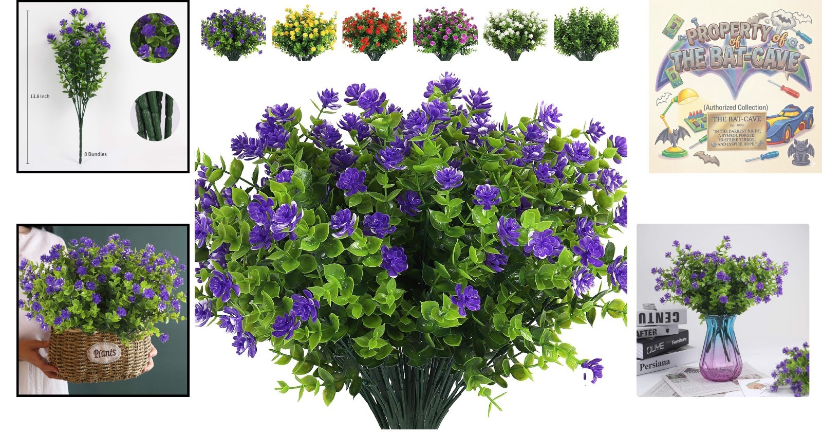 Vibrant 8-Branch Purple Eucalyptus Flowers – Carefree Indoor/Outdoor Use