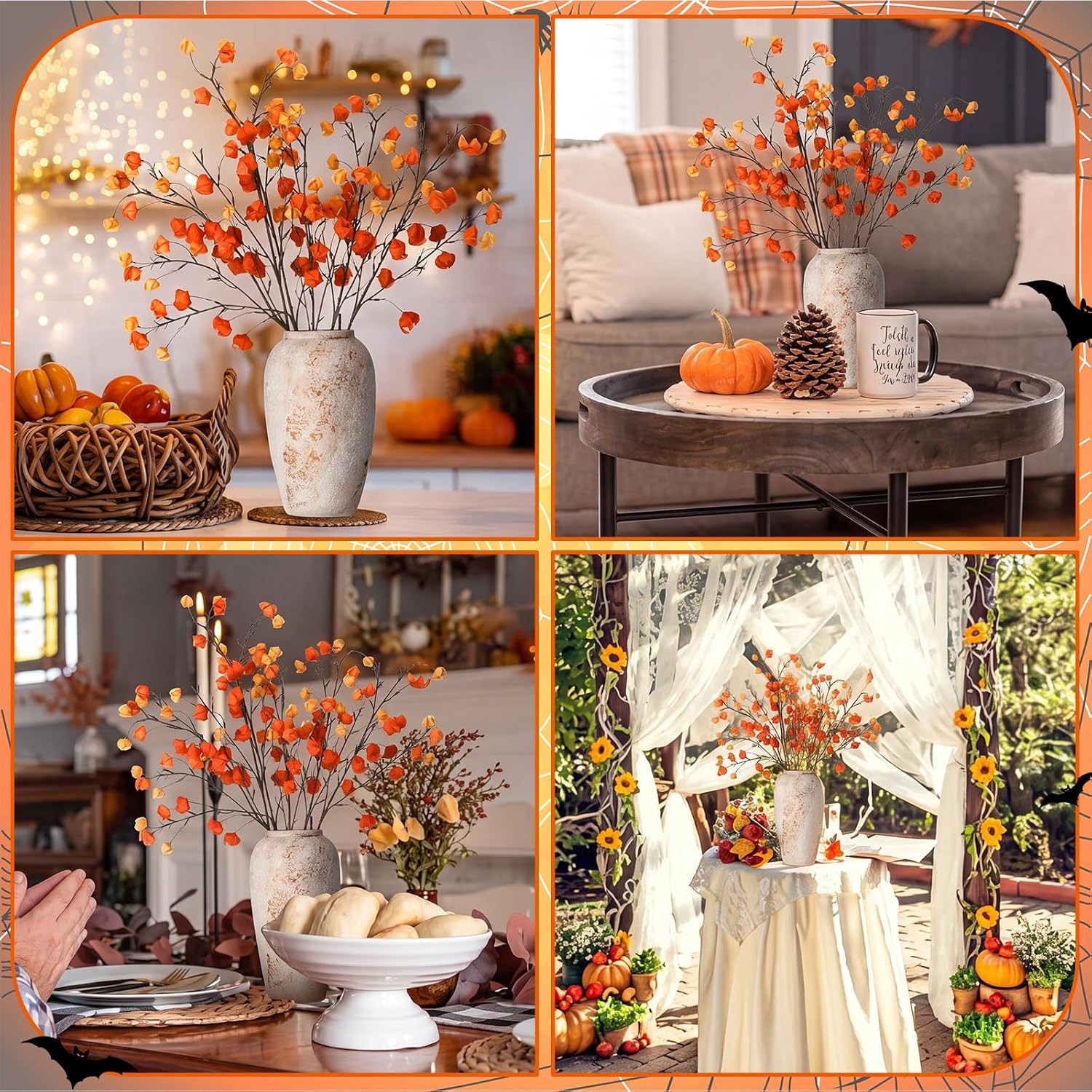 32″ Artificial Chinese Lantern Flowers – 6 Pcs Fall Decor for Vases
