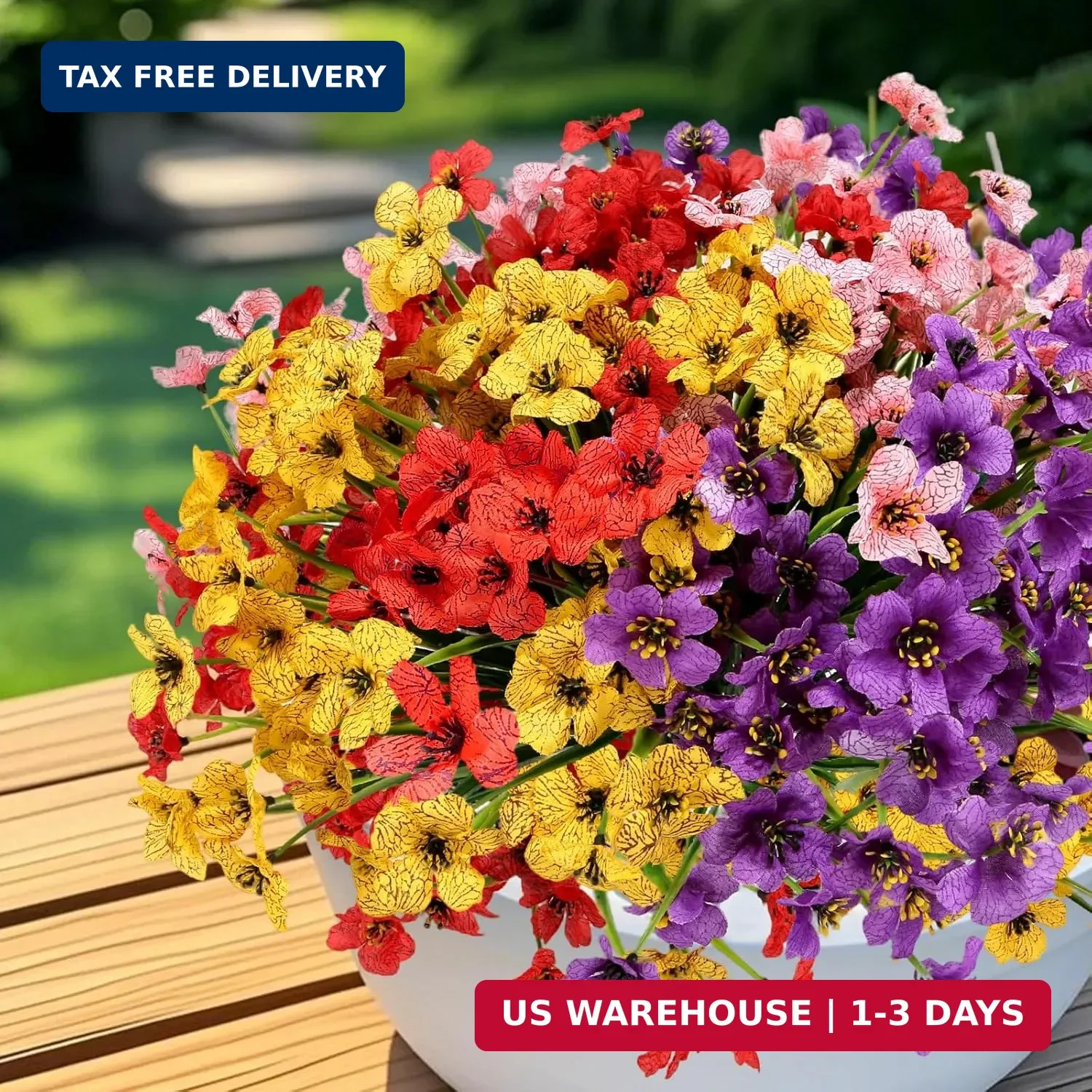 Geegoods 16 Bundles Artificial Mums Flowers for Outdoors, Mix 4 Colors | UV Resi