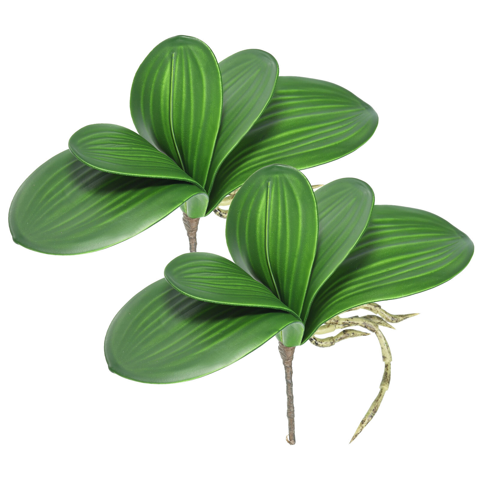 2 Pcs 4.4 Inch Faux Orchid Leaves 5 Petals Artificial Leaf with Stems