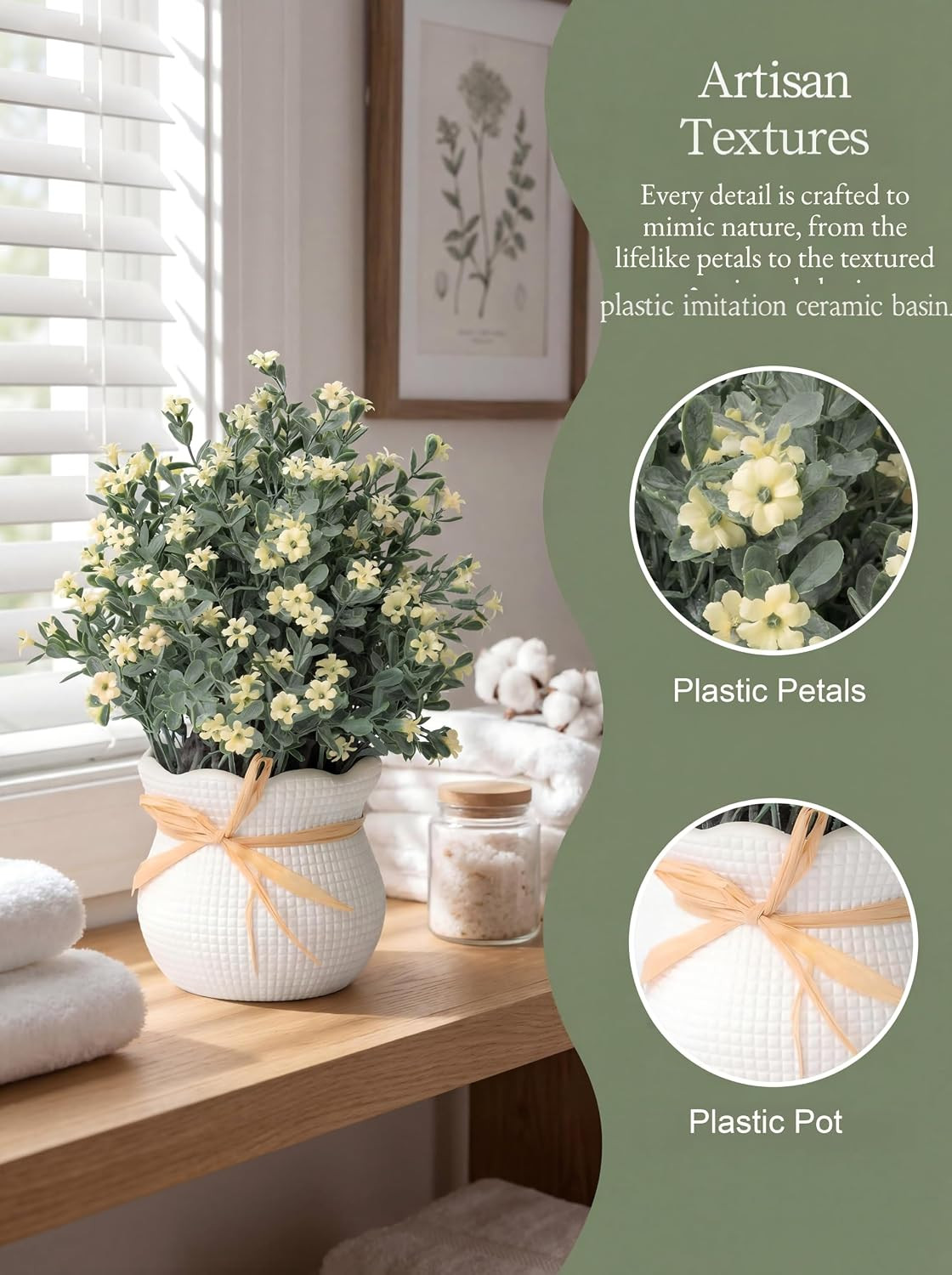 2 Pack Faux Small Desk Plants in Vintage Pots for Home Office Decor